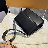 Жіноча класична сумка 1019 крос-боді на три відділи чорна, фото 10