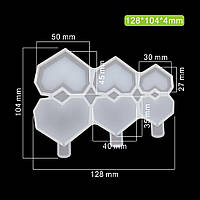 Силиконовый Молд для карамели и др "Сердечки граненые на палочке "