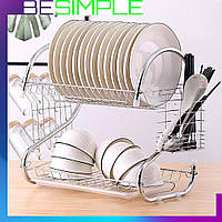 Стойка для хранения посуды Kitchen Storage Rack / Сушка для посуды / Настольная сушилка с поддоном