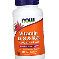 Вітаміни Д3 К2 NOW Foods Vitamin D-3 K-2 120 вег капс