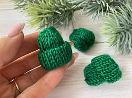 Міні-шапочки в'язані, зелені, 35 мм