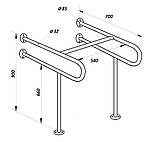 Поручень опорний для пісуару посилений, Ø 32мм - 400х500х600мм, фото 2