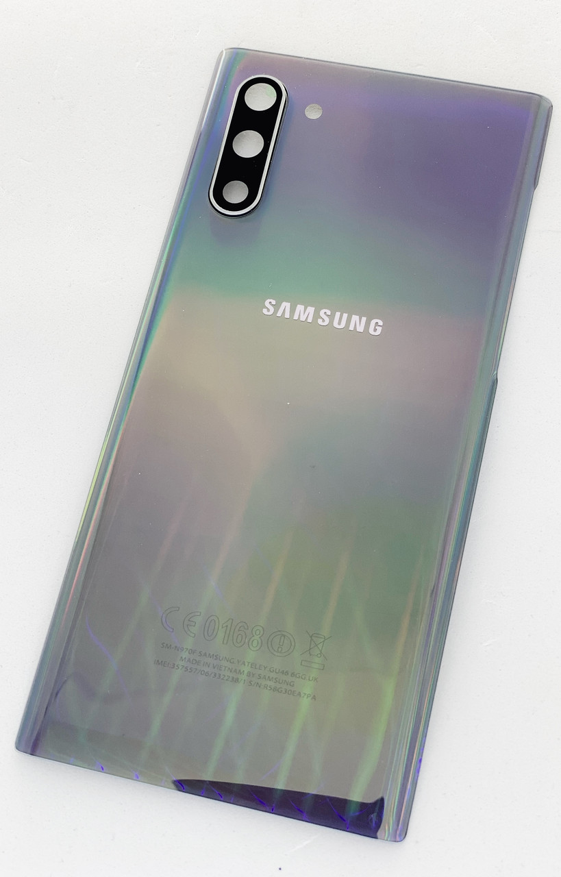 Задня кришка для Samsung N970F Galaxy Note 10, срібляста, Aura Glow, оригінал, фото 1