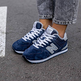 Дитячі та підліткові замшеві кросівки на хутрі New Balance 574 Mid Blue Fur