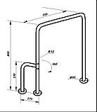 Поручень для підлоги в туалет П-подібний з поворотною ніжкою 360 °, Ø 32мм - 800х700мм, фото 2