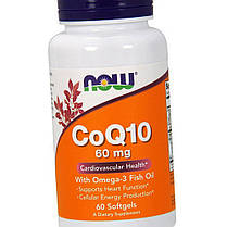Коензим NOW CoQ10 60 mg with Omega-3 60 капс гел, фото 2