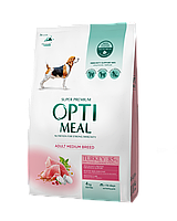 Сухой корм OPTIMEAL (Оптимил) для взрослых собак средних пород индейка 4 кг
