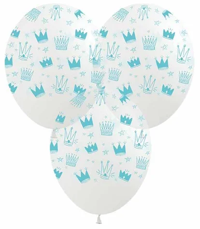Набір кульок повітр. латексних 12"/30см "Корони аквамарин" 10шт №828698/Pelican/(5), фото 1
