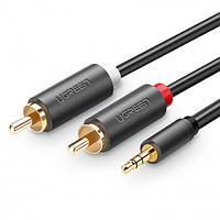 Аудио кабель UGREEN AV102 3.5mm Male to 2 RCA Male Audio Cable 3m Gray 10512 для подключения аудиоустройств