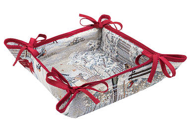 Хлібниця цукерниця новорічна гобеленова 20х20х8 хлібничка різдвяний кошик для хліба тканинна