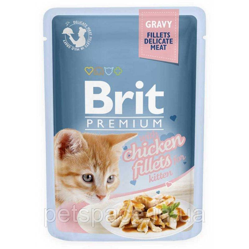 Вологий корм Brit Premium Kitten (Бріт шматочки з куркою для кошенят) 100г