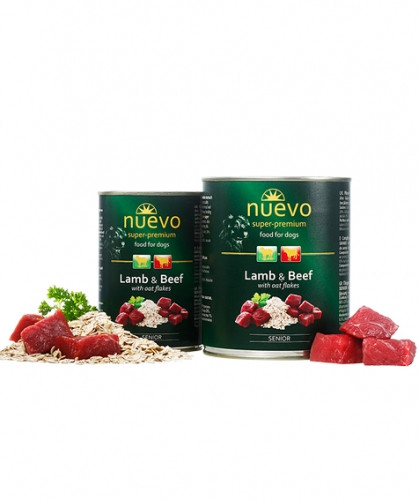 Вологий корм Nuevo Dog Senior Lamb & Beef з ягням, яловичиною та вівсянкою — 800 г