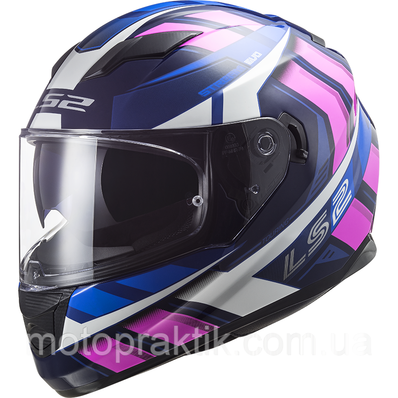 LS2 FF320 STREAM EVO LOOP BLUE FLUO PINK, XS Мотошолом інтеграл з окулярами