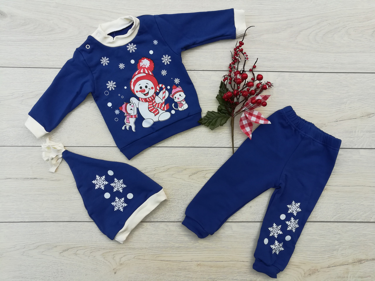 Дитячий комплект "Сніговик Красунчик 2" 68-74, 74-80 і 86-92 см, фото 1
