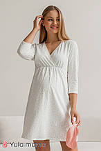 Базова нічна сорочка для вагітних і годування Alisa NW-1.5.3 молочна з принтом