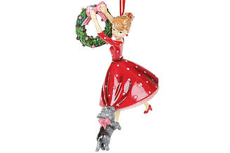 Ялинкова прикраса Дівчина з вінком 16 см