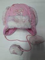 Зимняя шапка Зайка с ушками для девочки, розовый, David s Star, р.50