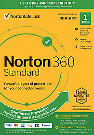 Norton 360 Standard 10 ГБ на 1 пристрій, на 1 рік, Україна