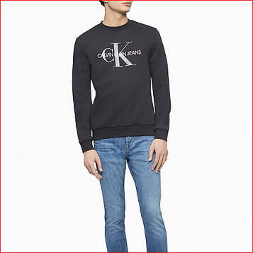 Чоловічий світшот CALVIN KLEIN Monogram Logo Crewneck Sweatshirt ОРИГІНАЛ (розмір xs, s) чорний