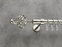 Карниз Quadrum Арезо 160 см одинарный Сталь модерн 25 мм гладкая (кольца с крючками)