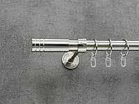 Карниз Quadrum Модуло 160 см одинарный Сталь модерн 25 мм гладкая (кольца с крючками)