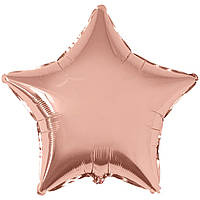 Фольгированный шар звезда розовое золото 45 см (Flexmetal)