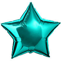 Фольгированный шар звезда бирюзовая 45 см (Flexmetal)