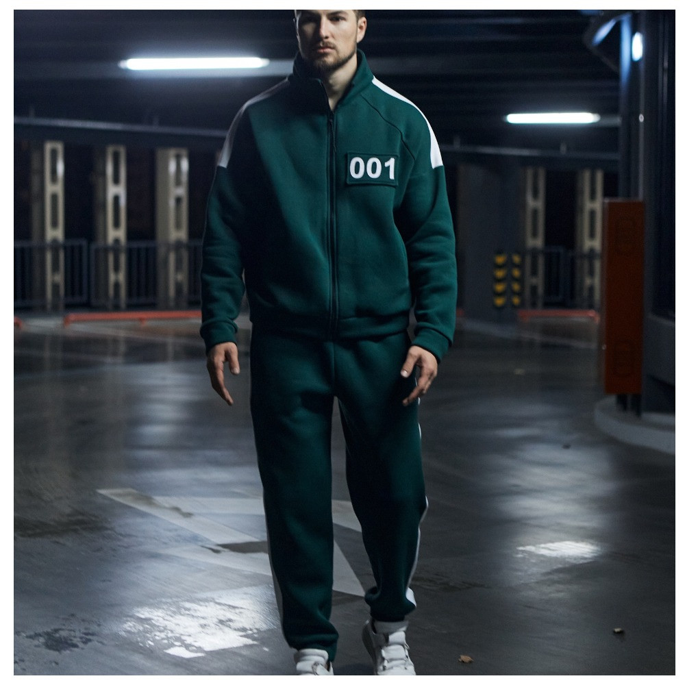 Теплий спортивний костюм гра в кальмара з номером 001, Asos асос зимовий на флісі з серіалу