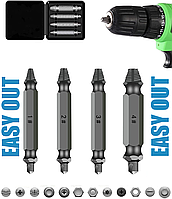 Набор бит-экстрактoрoв для выкручивания саморезов и бoлтoв Easy Out Tool (4 шт, в коробке)