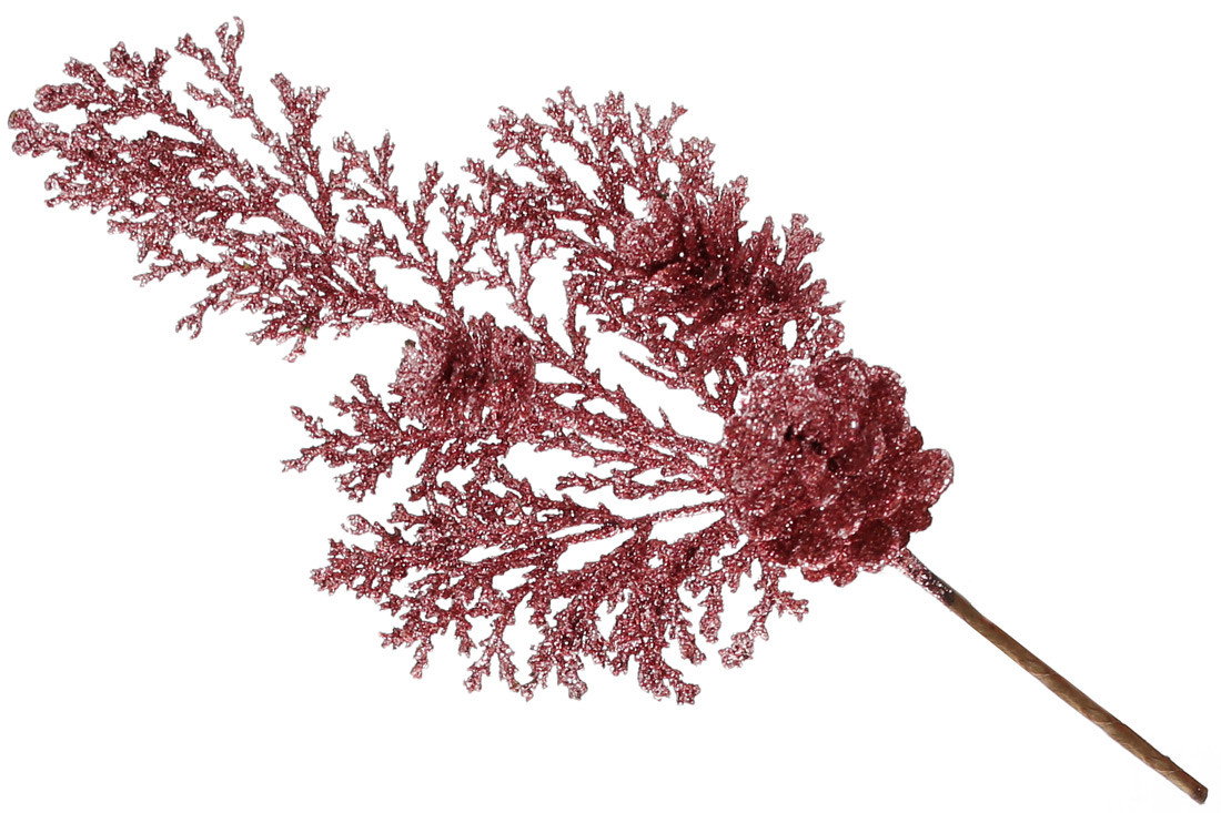 Декоративна гілка з шишками 20см, колір - темно-рожевий - 12 шт УПАКОВКА ТОВАР ВІД ВИРОБНИКА