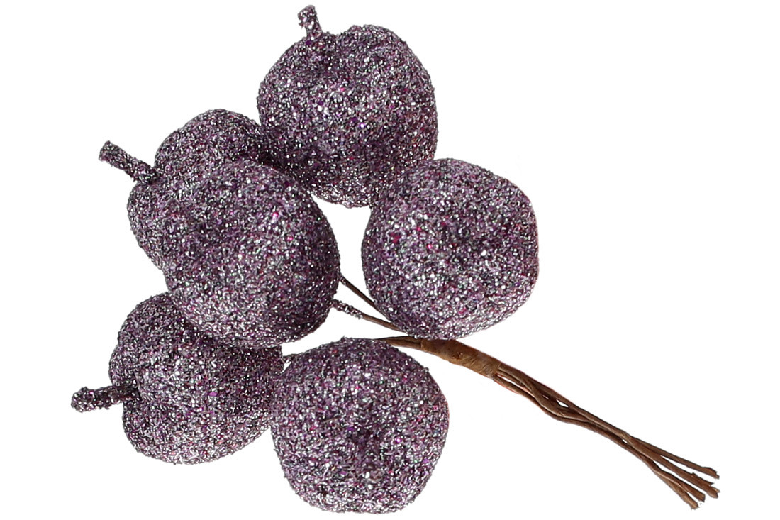 Декоративний букетик яблук 6шт, 12см, колір - фіолетовий - 12 шт УПАКОВКА ТОВАР ВІД ВИРОБНИКА