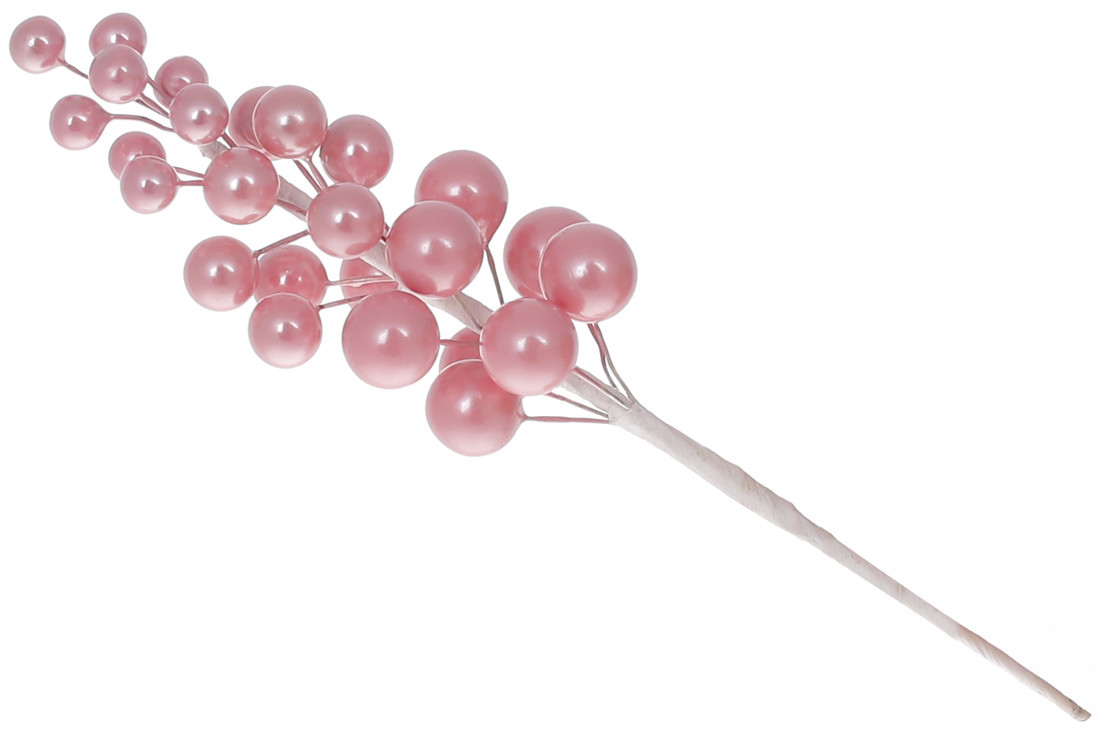 Декоративна гілка Виноград 19см, колір - рожевий перламутр - 12 шт УПАКОВКА ТОВАР ВІД ВИРОБНИКА