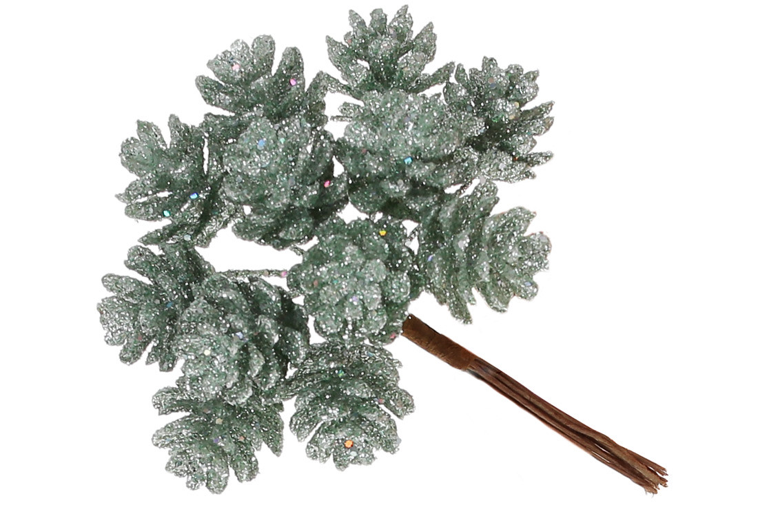 Декоративні міні-шишки 12шт у пучку, 12см, колір - евкаліпт - 12 шт УПАКОВКА ТОВАР ВІД ВИРОБНИКА