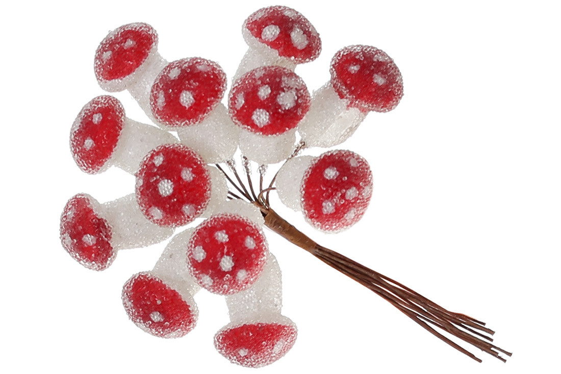 Декоративний букетик Грибочки 12ш, 11см - 12 шт УПАКОВКА ТОВАР ВІД ВИРОБНИКА