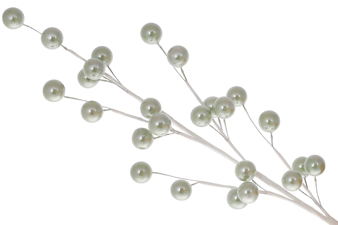 Декоративна гілка з ягодами 43см, колір - м'ята перламутр - 12 шт УПАКОВКА ТОВАР ВІД ВИРОБНИКА