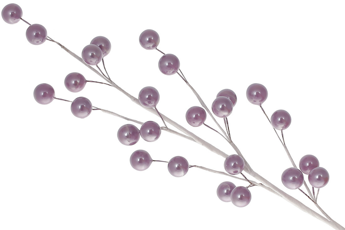 Декоративна гілка з ягодами 43см, колір - фіолет перламутр - 12 шт УПАКОВКА ТОВАР ВІД ВИРОБНИКА