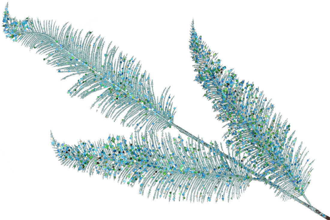Декоративна гілка 78см, колір - бірюзовий гліттер - 12 шт УПАКОВКА ТОВАР ВІД ВИРОБНИКА