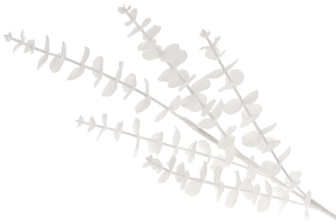 Євкаліпт на 5 гілок 73см, колір - білий гліттер - 12 шт УПАКОВКА ТОВАР ВІД ВИРОБНИКА