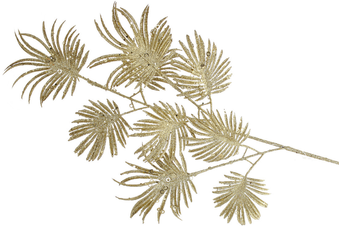 Декоративна гілка Пальма (9 листьев) 70см, колір - золото - 12 шт УПАКОВКА ТОВАР ВІД ВИРОБНИКА