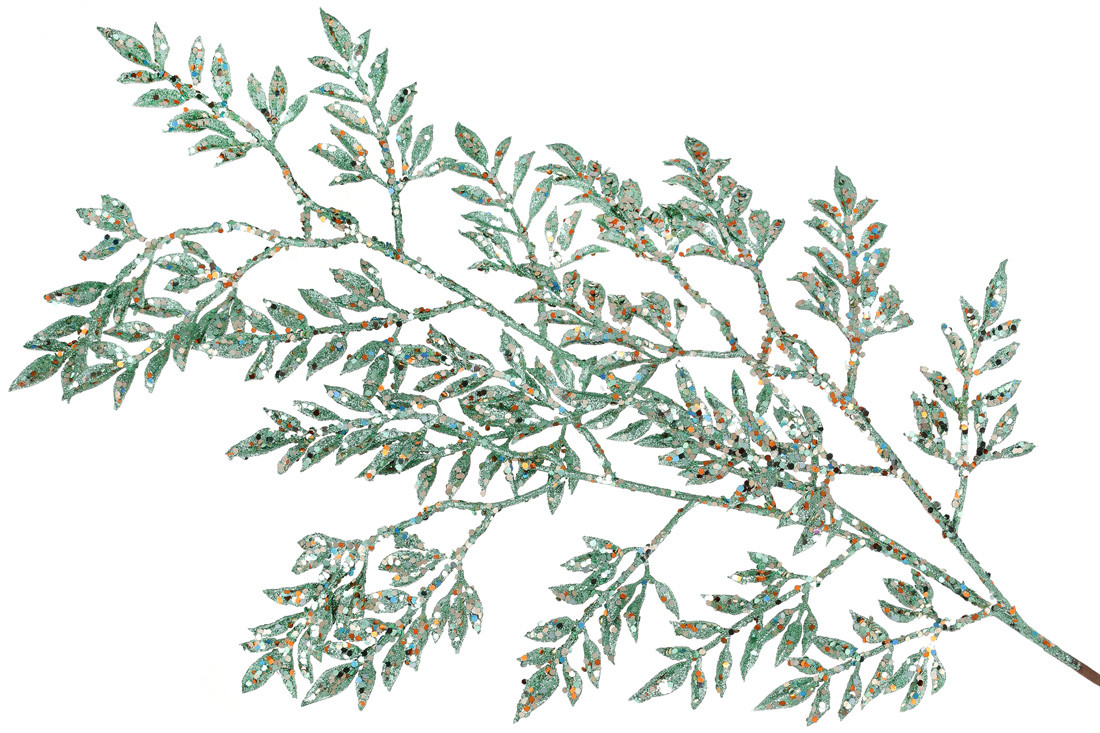 Декоративна гілка 80см, колір - бірюзовий гліттер - 12 шт УПАКОВКА ТОВАР ВІД ВИРОБНИКА