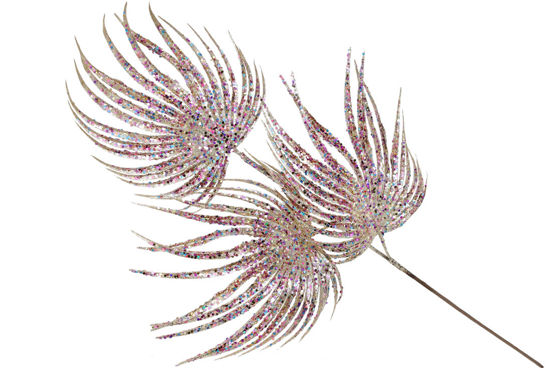 Декоративна пальмова гілка, 70см, колір - золотий та фіолетово-сині - 12 шт УПАКОВКА ТОВАР ВІД ВИРОБНИКА