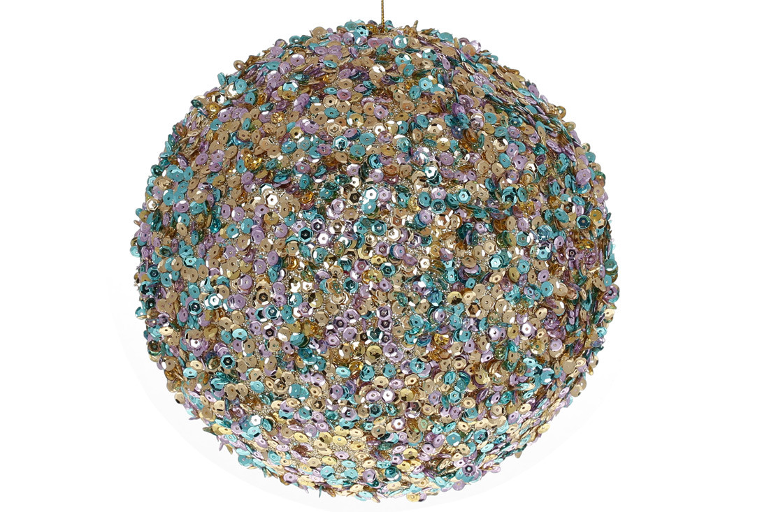 Ялинкова куля 18см, колір - бірюза + золото ТОВАР ВІД ВИРОБНИКА