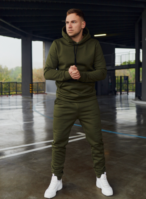Зимний Спортивный Костюм Мужской с Капюшоном на Флисе Хаки — Купить ...