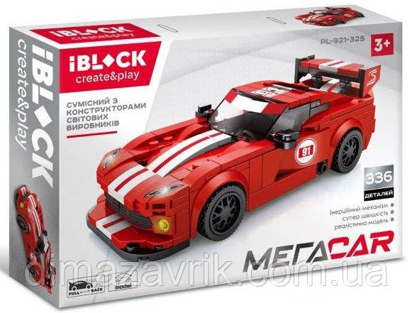 Конструктор iBlock PL-921-325 "Мега Car Перегоновий автомобіль" 336 деталей, фото 1