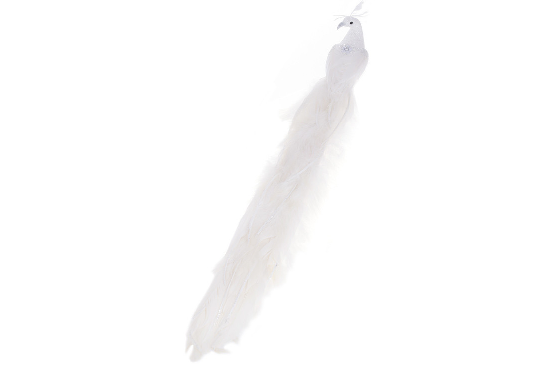 Декоративная птица с клипсой Павлин 62см, цвет - белый BonaDi AL519 БонаДи СУПЕР ЦЕНА ЗАКАЗНИЧАЕТСЯ