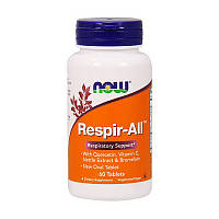 Иммунная смесь для горла Now Foods Respir-All 60 tab