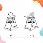 Дитячий стільчик, шезлонг для годування дитини 2в1 високий на коліщатках сірий KiderKraft LASTREE Grey, фото 5