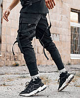 Молодежные брюки карго Пушка Огонь Gata XS черные мужские брюки-карго стильные штаны cargo
