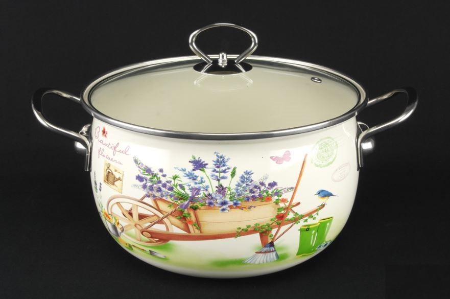 Каструля емальована A-PLUS 5.0 л 24 см, каструлі зі сталі з потрійним шаром емаллю, фото 1