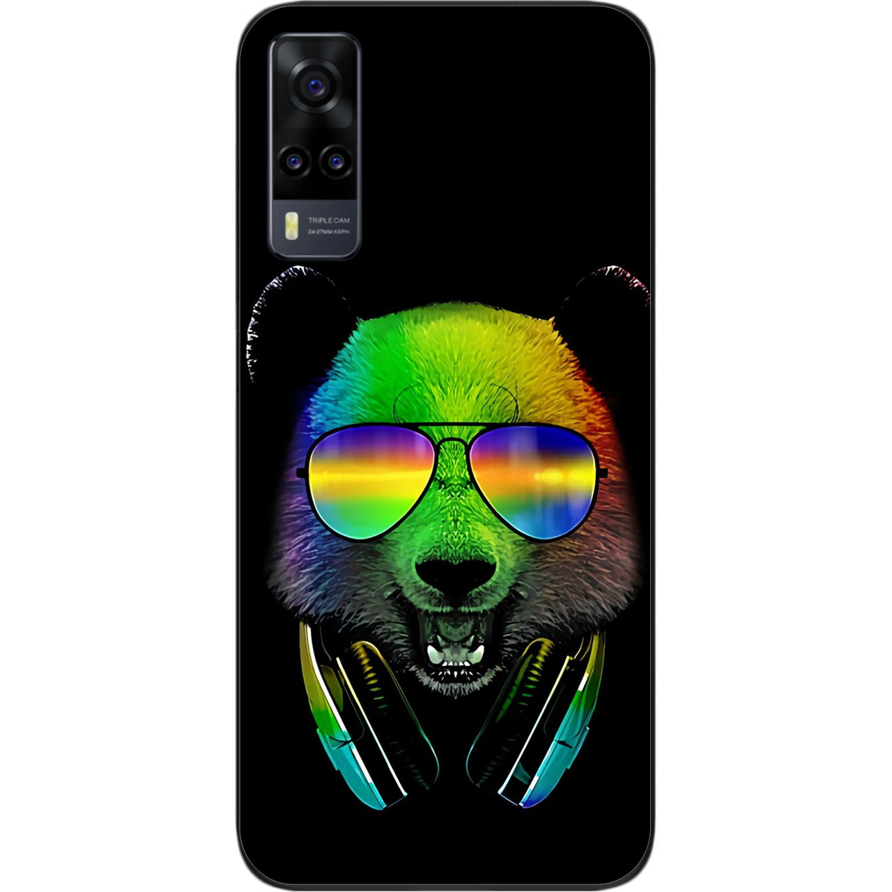 Силіконовий бампер для Vivo Y31 із зображенням Ведмедик в навушниках